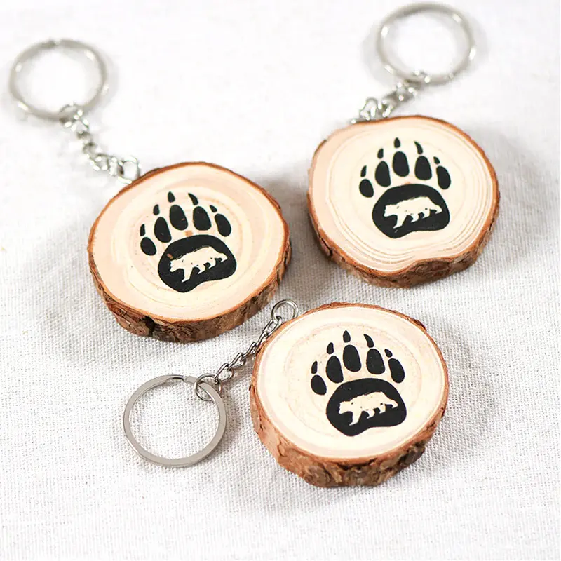 Natural Pine Wood Keychain Slice DIY Gift & Craft