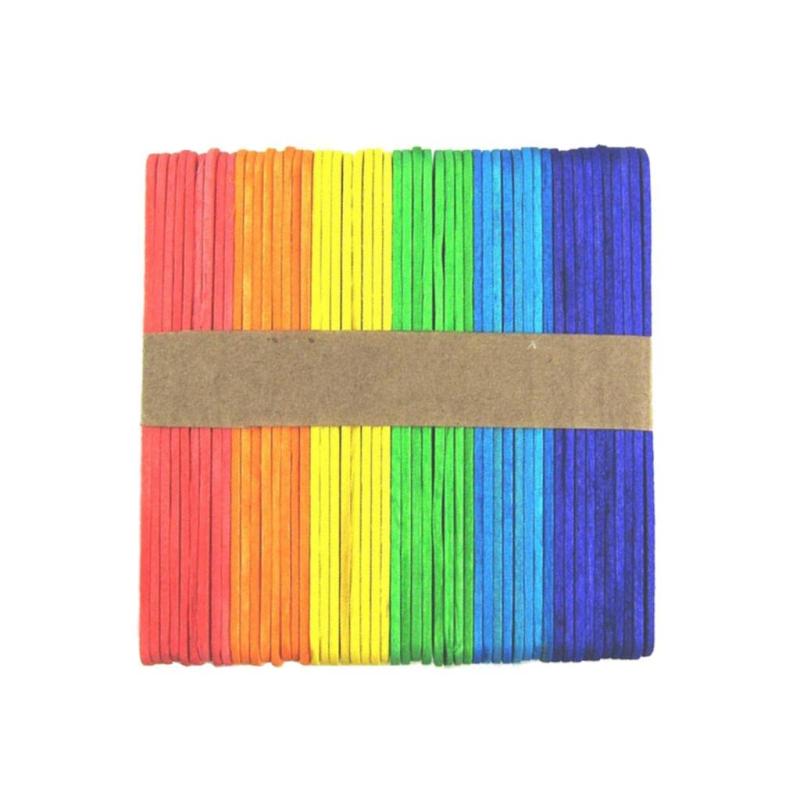 Mixed Color Wooden Craft Sticks 50 Pieces