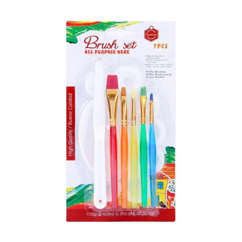 7 Pcs Painting Brush Set for Watercolor and Acrylic Art
