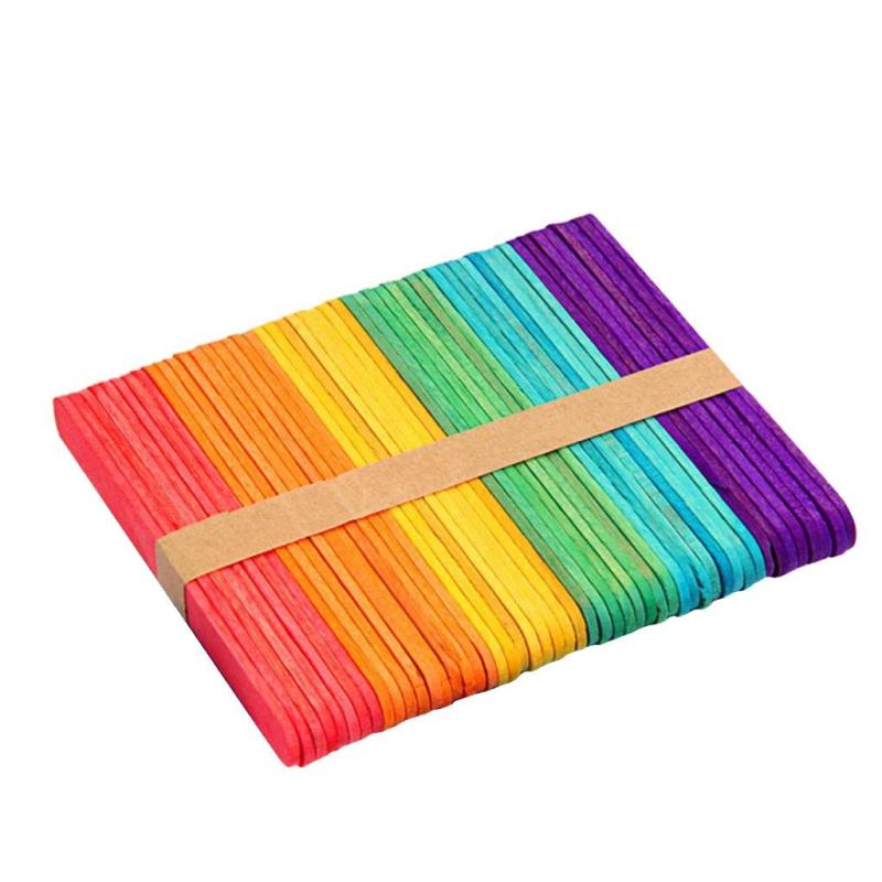 Mixed Color Wooden Craft Sticks 50 Pieces