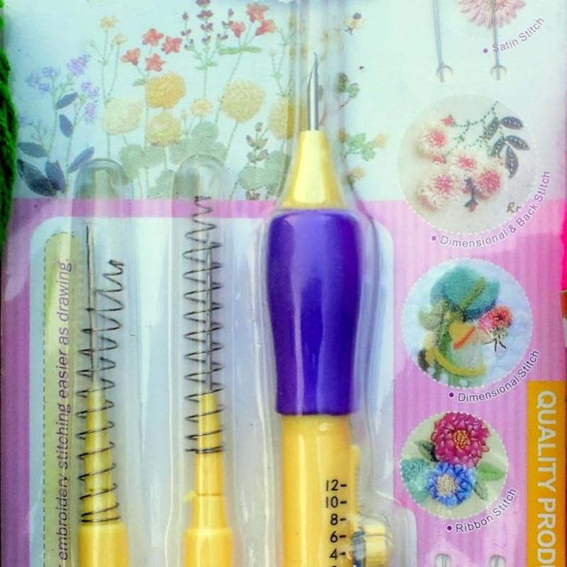 Punch Needle Embroidery Kit with 3 Needles & Adjustable Pen