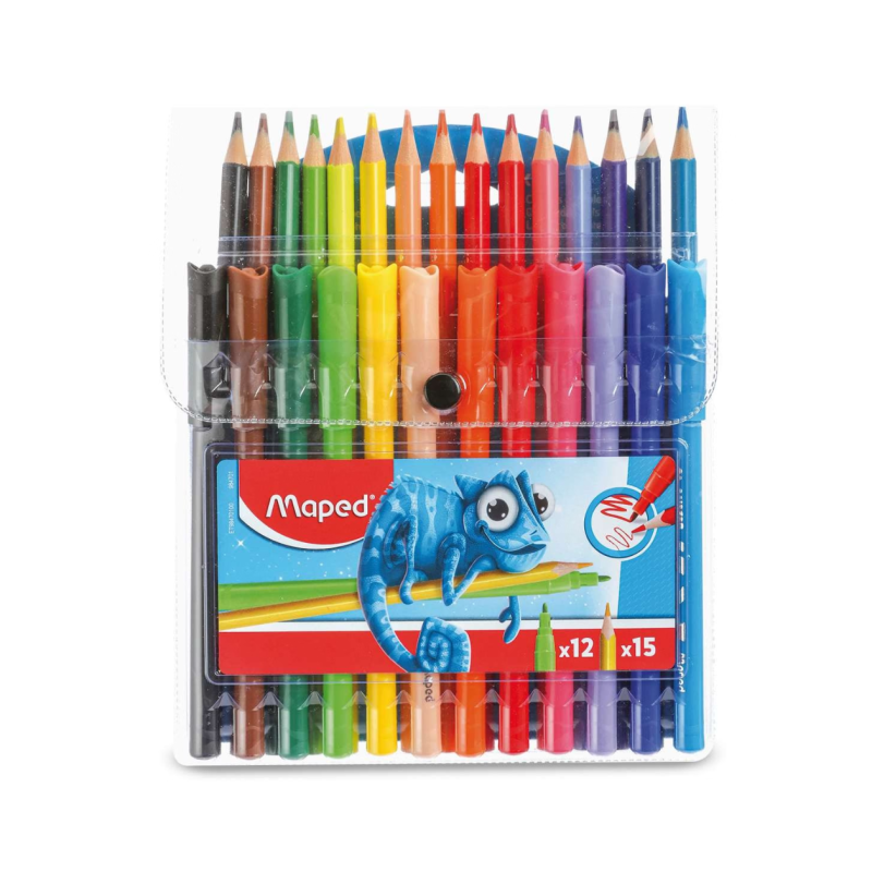 Maped Combo Pack – 12 Felt Pens + 15 Color Pencils