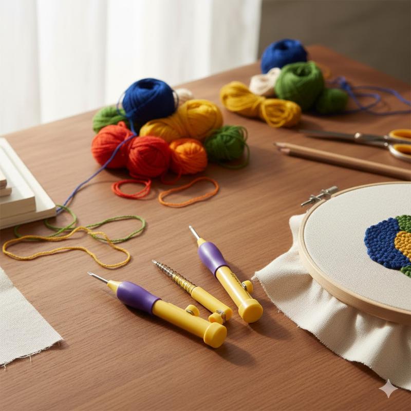 Punch Needle Embroidery Kit with 3 Needles & Adjustable Pen