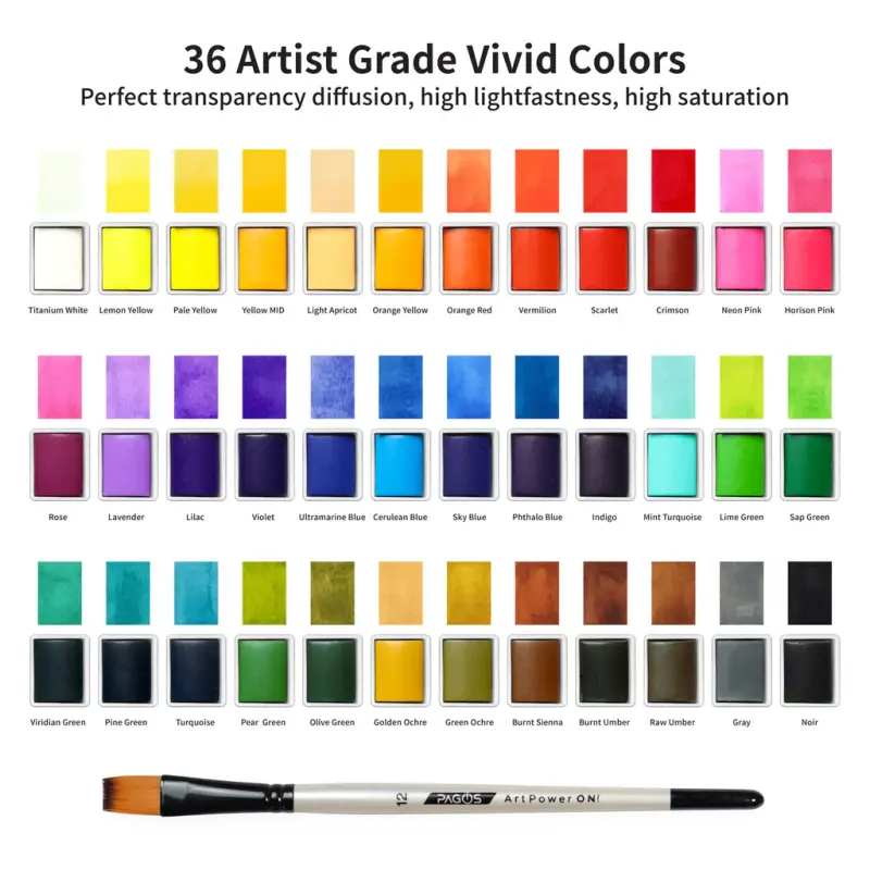 طقم ألوان مائية PAGOS – مجموعة فنية متكاملة بجودة احترافية