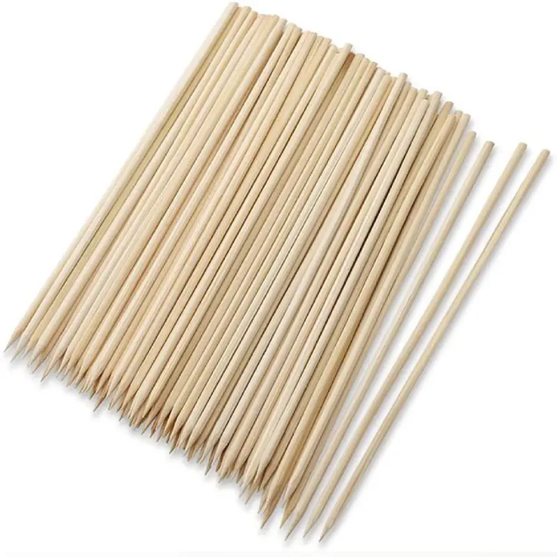 Natural Bamboo Skewers for BBQ and Crafts