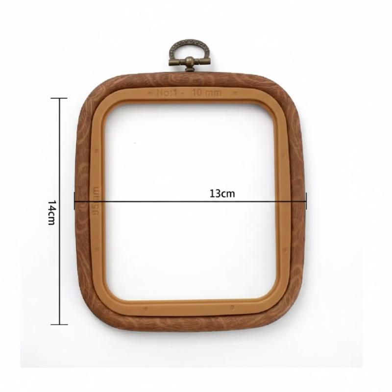 Square Wood Grain Embroidery Hoop Retro Flexible Plastic Display Frame